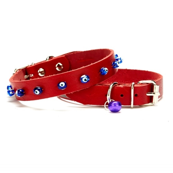 Nazar Boncuklu Kedi Ve Küçük Irk Köpek Tasması 1,0×19 cm Kırmızı Small