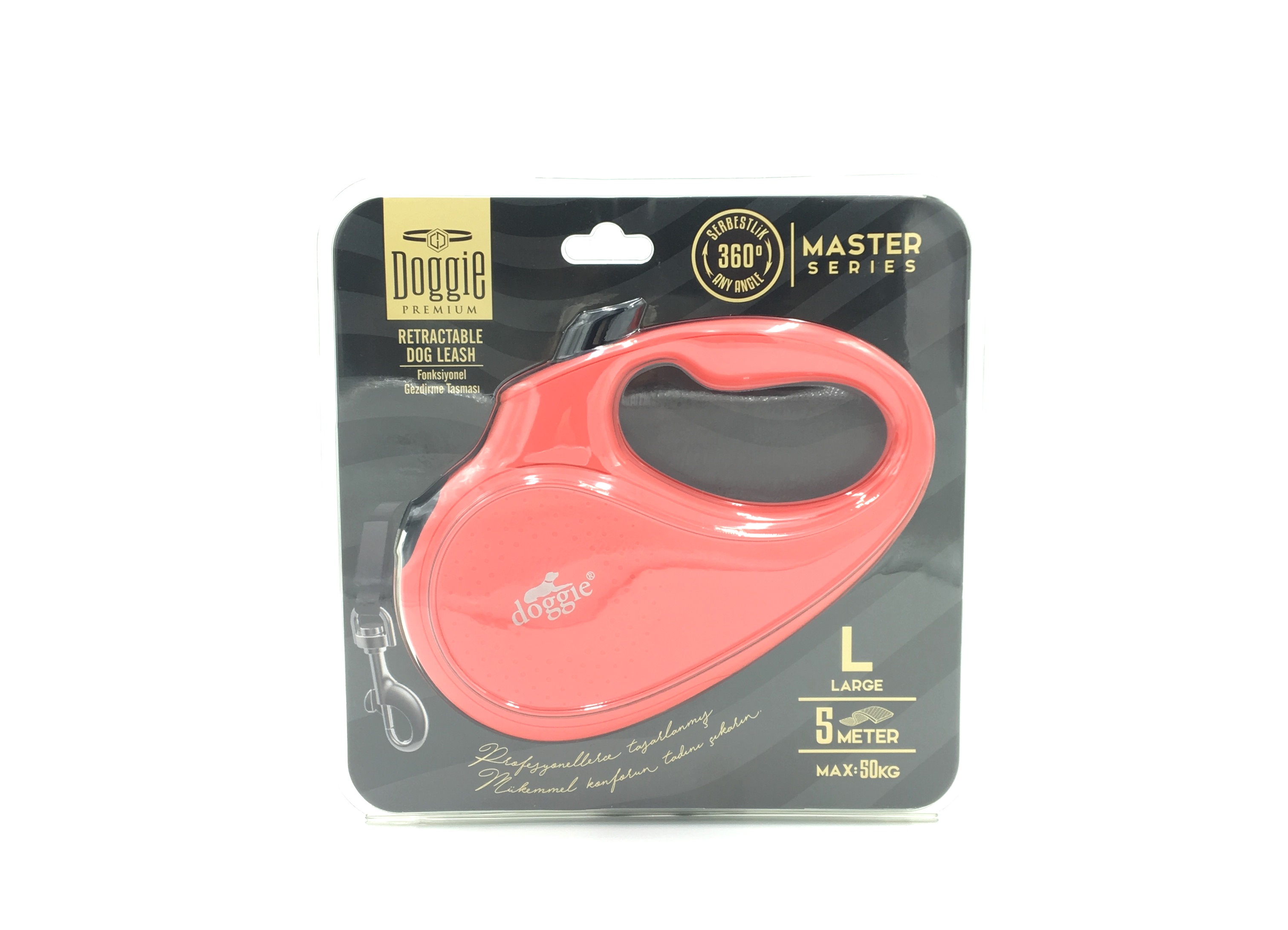 Master Seri Otomatik Makaralı Köpek Gezdirme 50 kg / 5 M Pembe