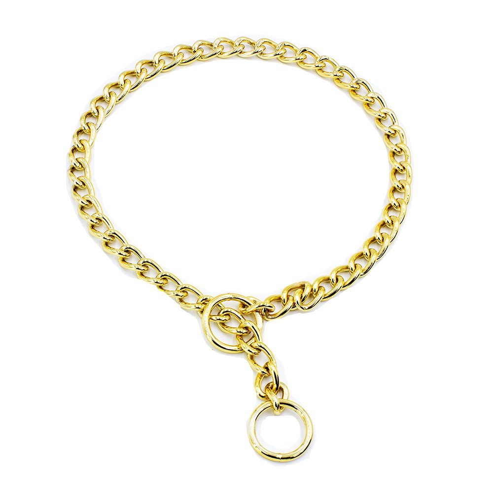 Eğitim Serisi Zincirli Köpek Boyun Tasması 3,5×65 cm – Gold