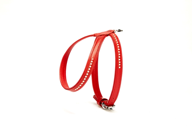 Flotter Swarovski Taşlı Deri Köpek Göğüs Tasması 1,2 x 21-30 cm Kırmızı