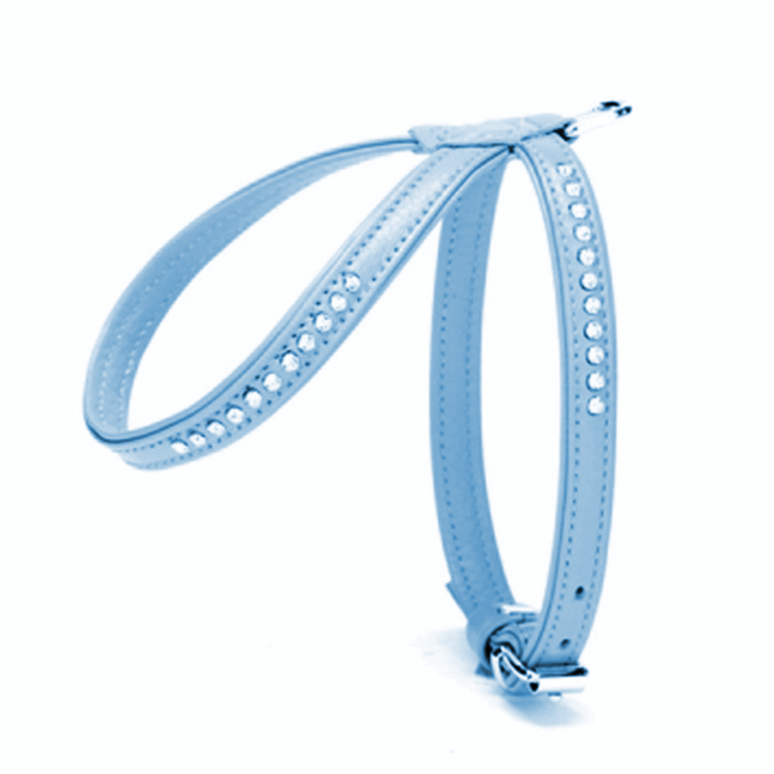 Flotter Swarovski Taşlı Deri Köpek Göğüs Tasması 1,2 x 21-30 cm Mavi