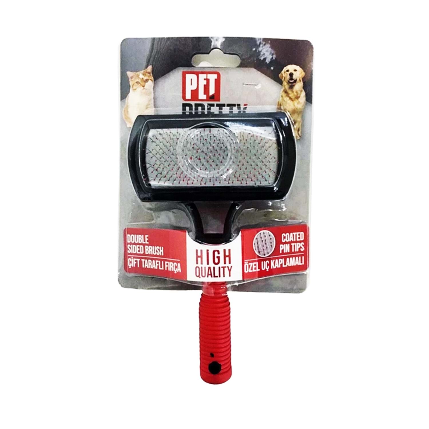 Pet Pretty Çift Taraflı Lüx Kedi Köpek Fırça Tarak 5,5×9 cm – 17 cm
