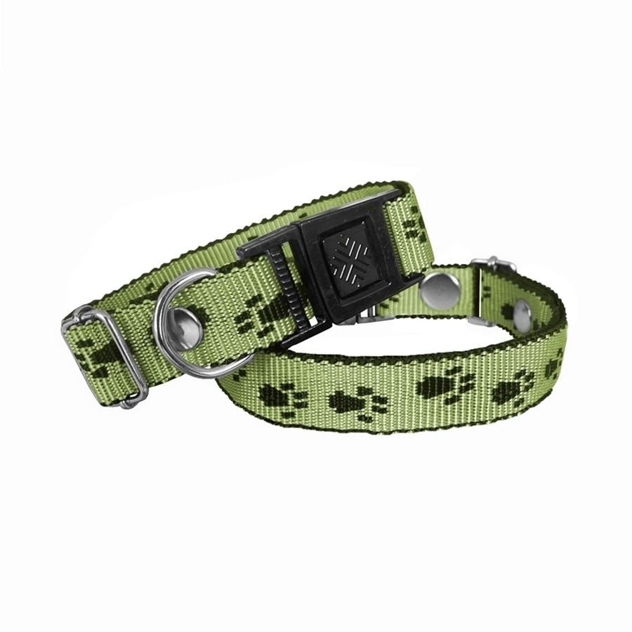 Köpek Tasması Patili Dokuma 2 cm – Min: 30 cm – Max: 50 cm Yeşil