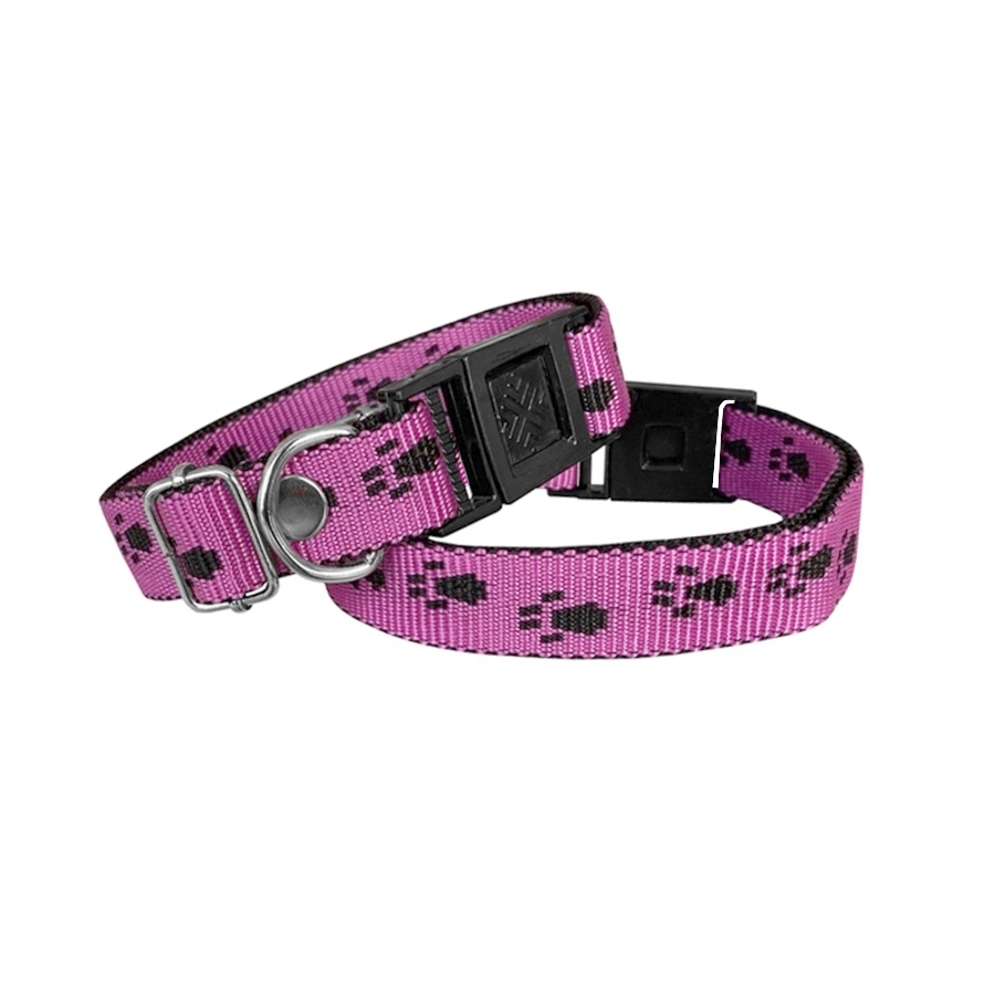 Köpek Tasması Patili Dokuma 2 cm – Min: 30 cm – Max: 50 cm Koyu Pembe