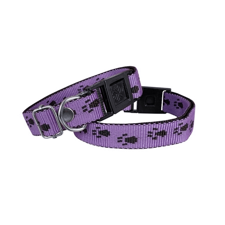 Köpek Tasması Patili Dokuma 2 cm – Min: 30 cm – Max: 50 cm Mor