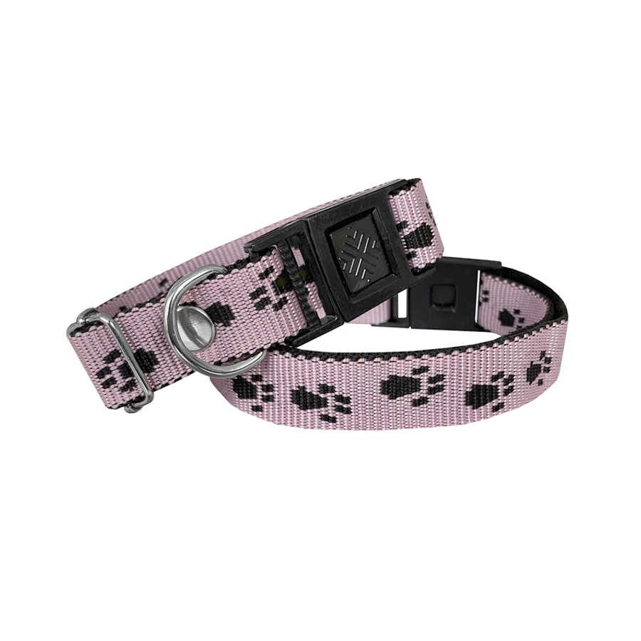 Köpek Tasması Patili Dokuma 2 cm – Min: 30 cm – Max: 50 cm Açık Pembe