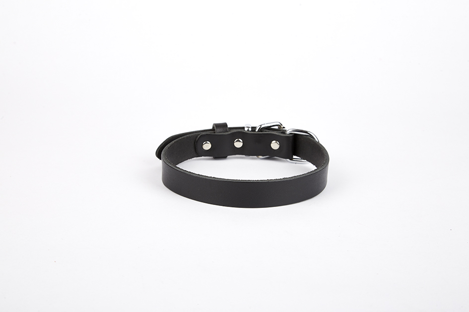 Deri El Yapımı Köpek Boyun Tasması 1,5×20-26 cm Siyah