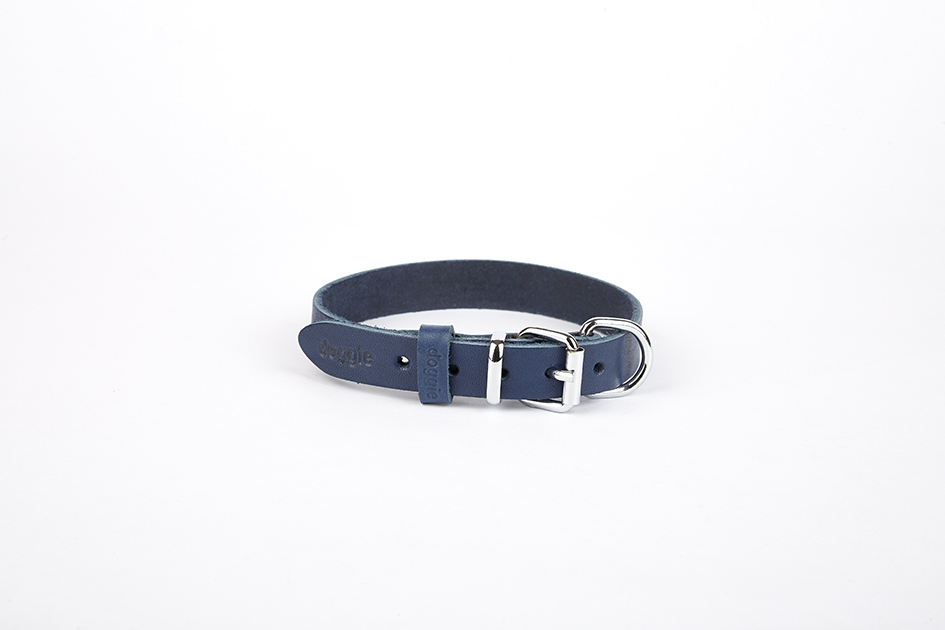Deri El Yapımı Köpek Boyun Tasması 2×30-35 cm Mavi