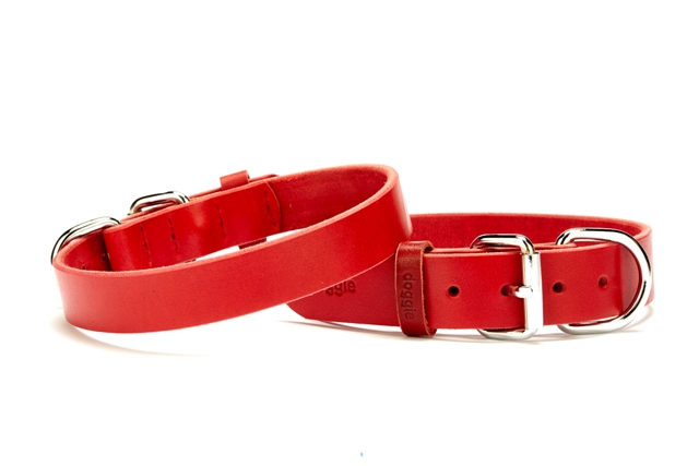 Deri El Yapımı Köpek Boyun Tasması 1,5×32-37 cm Kırmızı