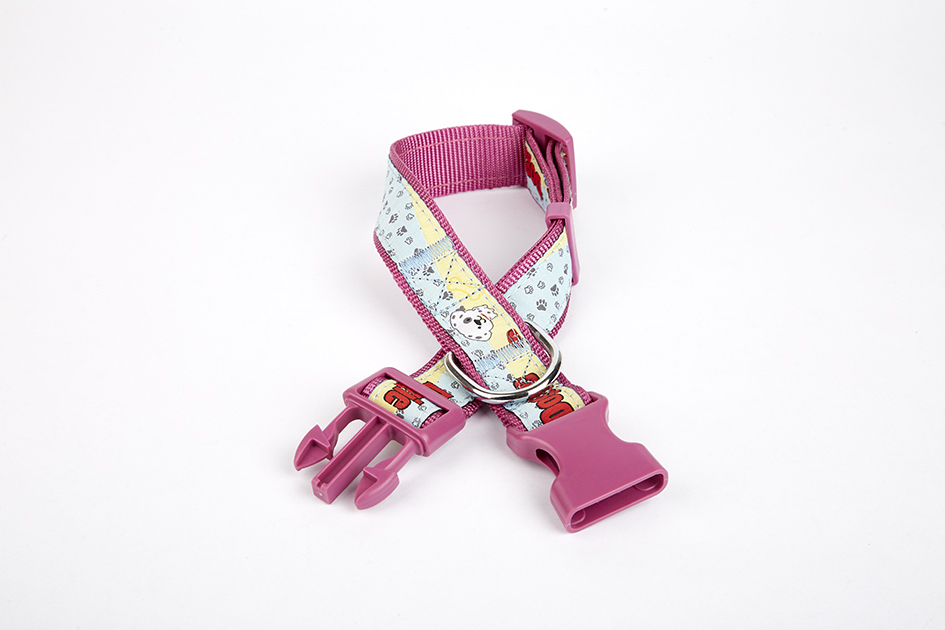 Pati Desenli Dokuma Köpek Boyun Tasması 3 cm x 36-60 cm Mor