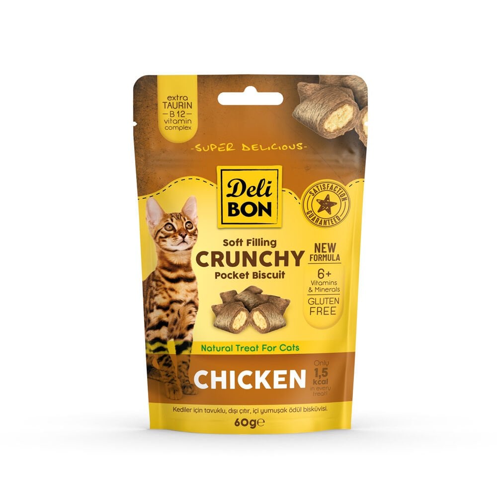 Delibon Cruncy İçi Dolgulu Ödül Bisküvisi – Tavuklu ve Naneli 60gr