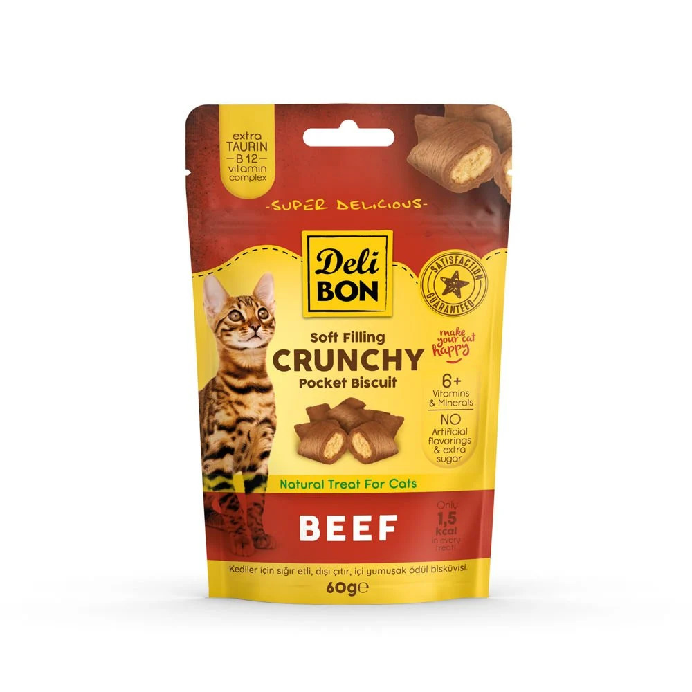 Delibon Cruncy İçi Dolgulu Ödül Bisküvisi – Sığır etli 60gr