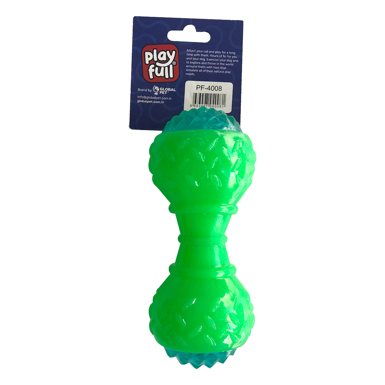 Playfull Aktivite Sesli ve Işıklı Köpek Oyuncak Dumbel 5×15 cm Yeşil