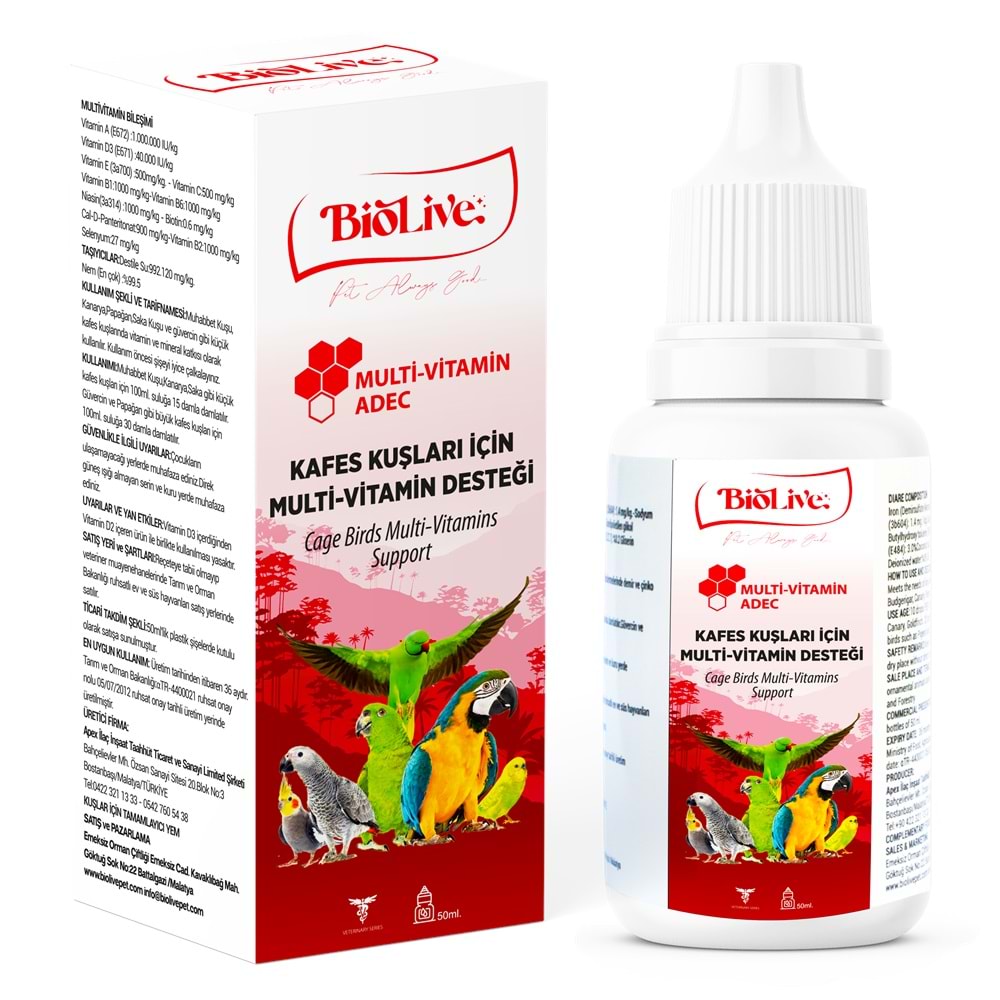 ADEC Kuşlar İçin Multivitamin 50ml