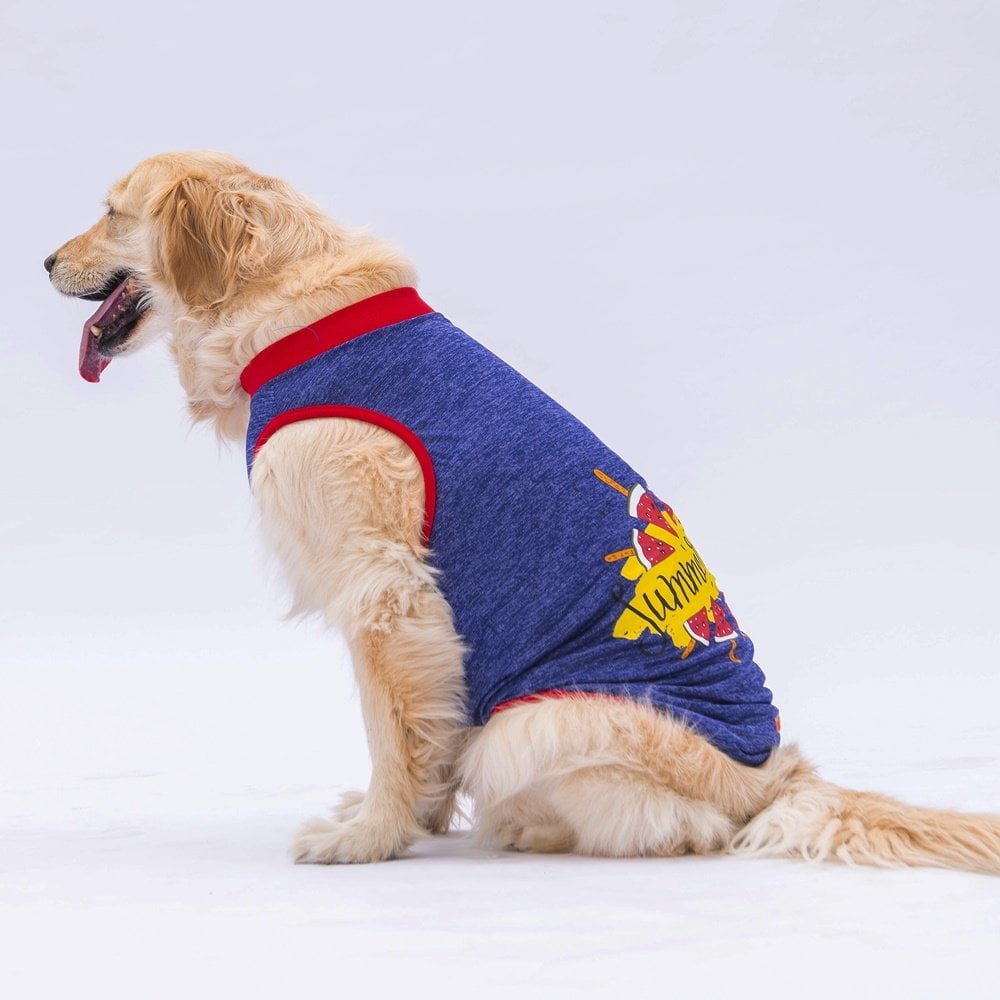 Pawstar Navy Blue Summer Time Büyük T-shirt 4XLarge 47X55X72 CM