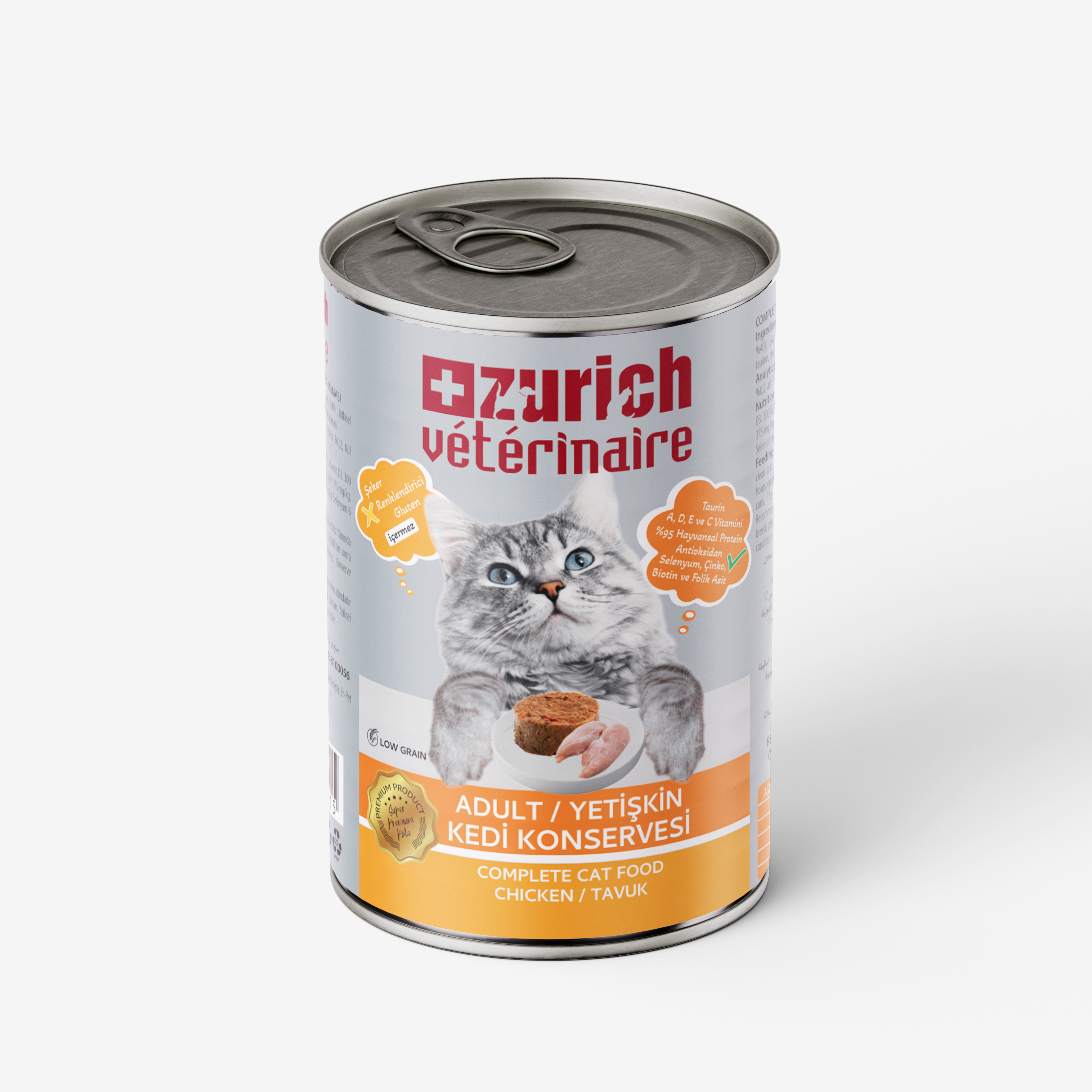 Zurich Veterinaire Pate Tavuklu Yetişkin Kedi Konservesi 415 gr