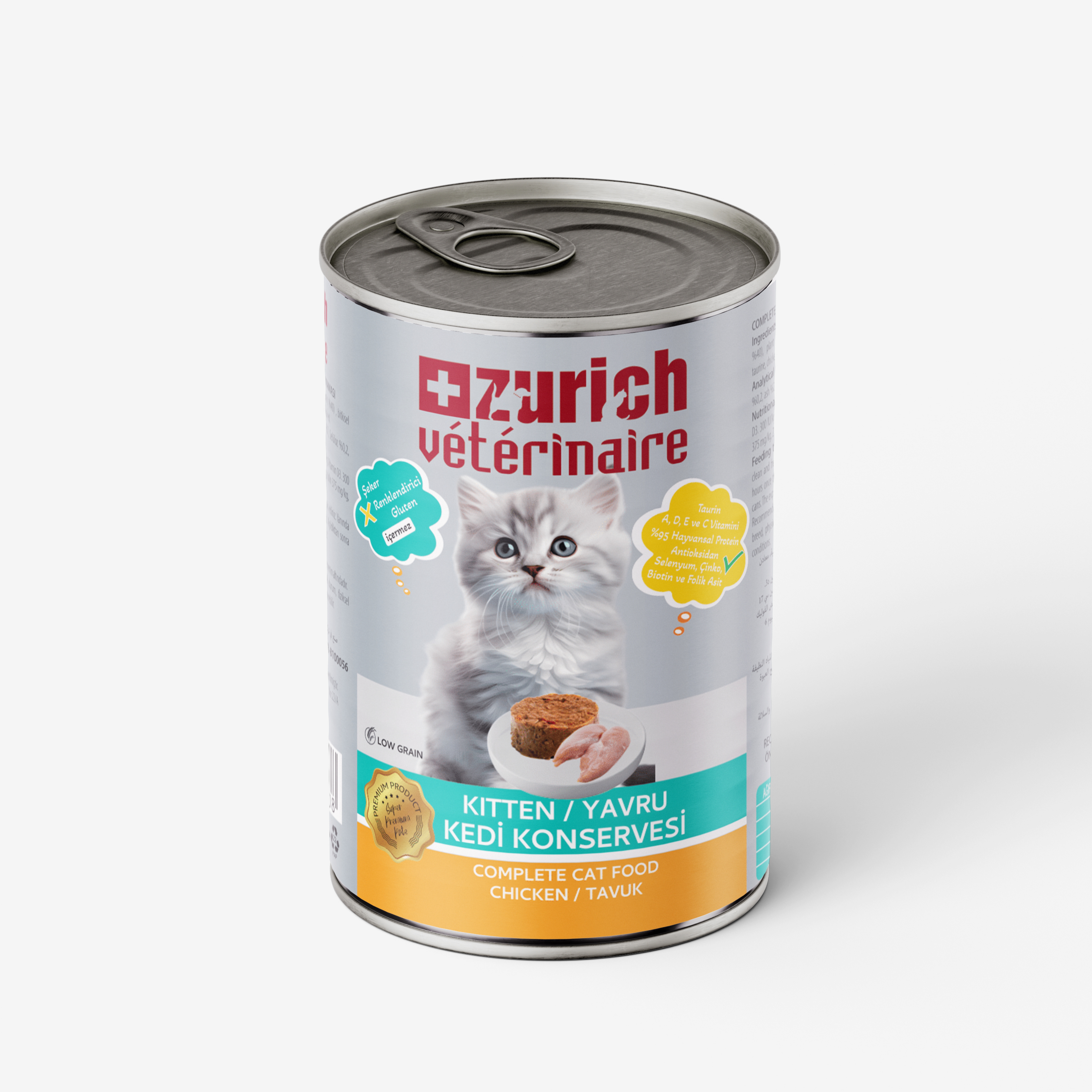 Zurich Veterinaire Pate Tavuklu Yavru Kedi Konservesi 415 gr
