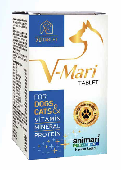V-Mari Kedi Köpek Vitamin Mineral Protein Tablet 70 adet