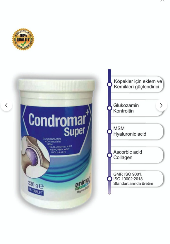 Condromar Super 230 gr 76 Tablet Köpekler Için Glukozamin
