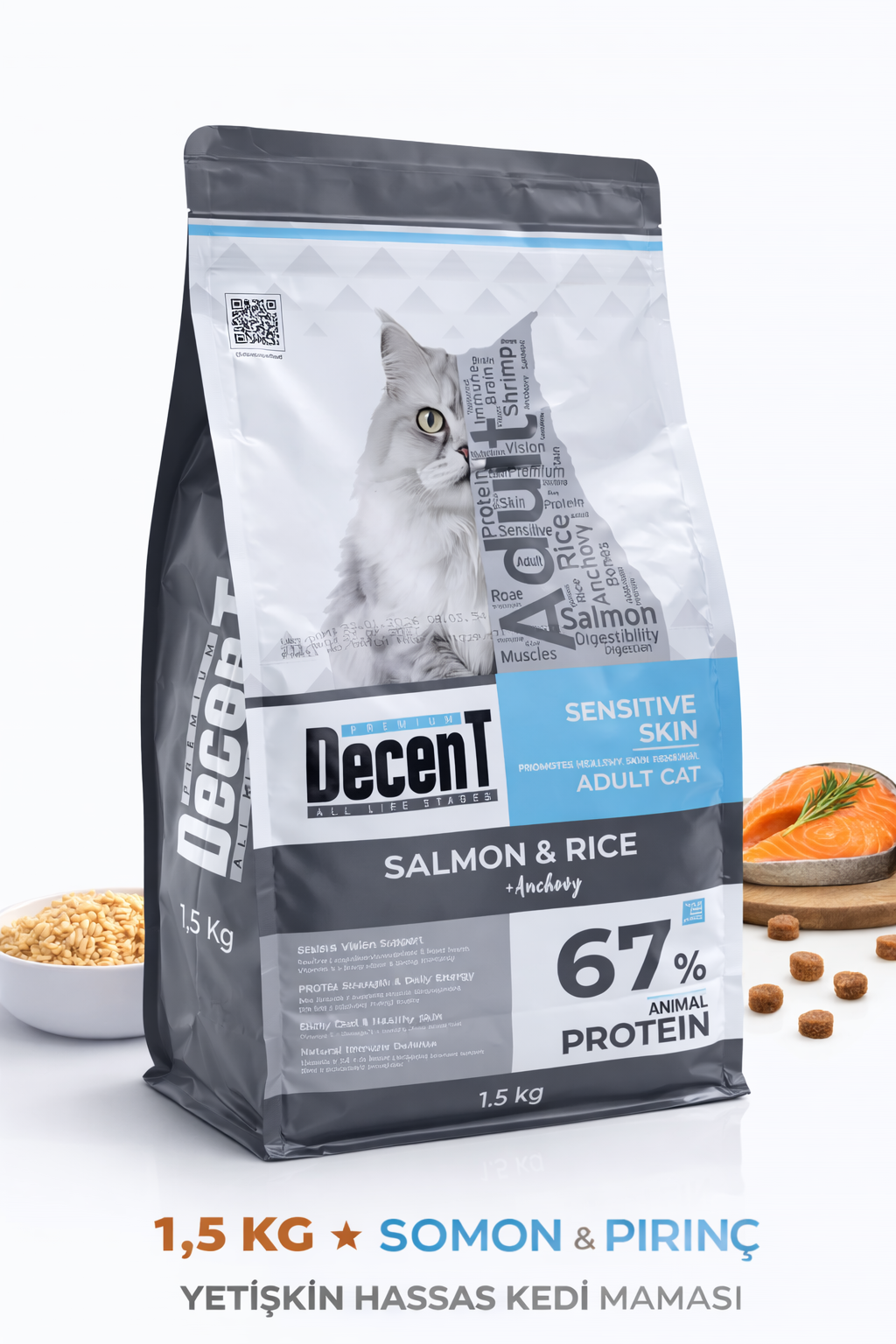Sensitive Skin Somon & Pirinç Yetişkin Kedi Maması 1,5 Kg