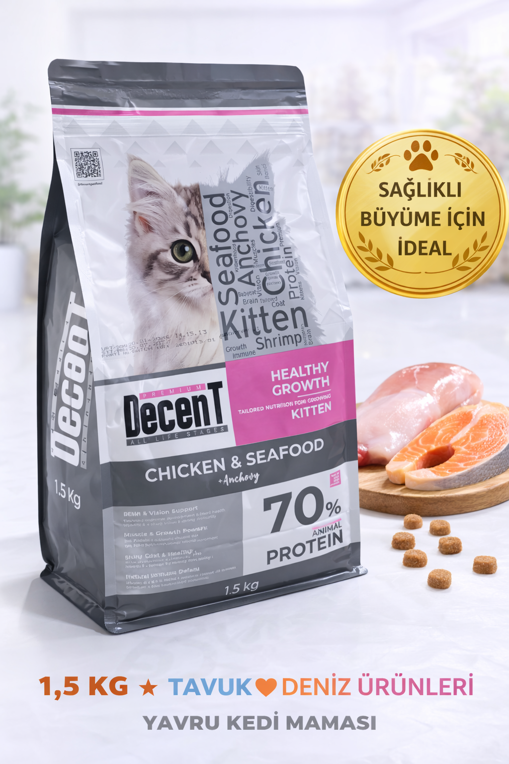 Kitten Tavuk & Deniz Ürünlü Yavru Kedi Maması 1,5 Kg