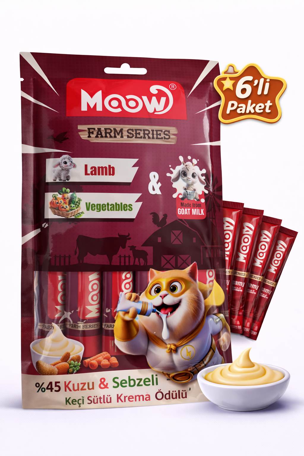 Kuzu Etli, Sebzeli ve Keçi Sütlü Kedi Krema Ödülü (6×12 gr)