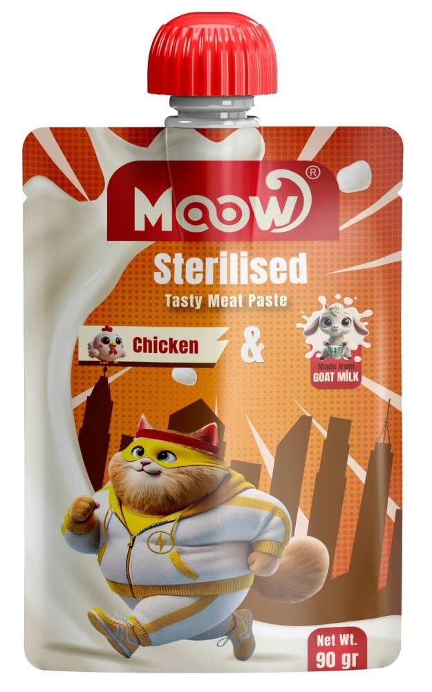 Moow Kısırlaştırılmış Kedi İçin Tavuklu Keçi Sütlü Kedi Et Ezmesi 90 gr